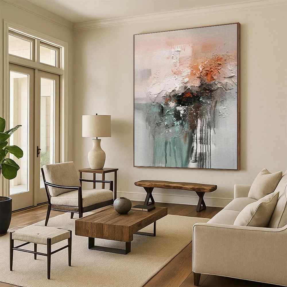 Abstract_Teal_Neutrals_Textured_Abstract_Artwork_7WQ2H wall art